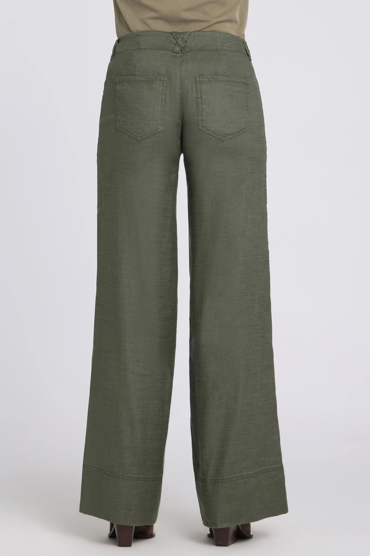 5 Pocket Wide Leg Trouser Pants - Desert Green - Image 2
