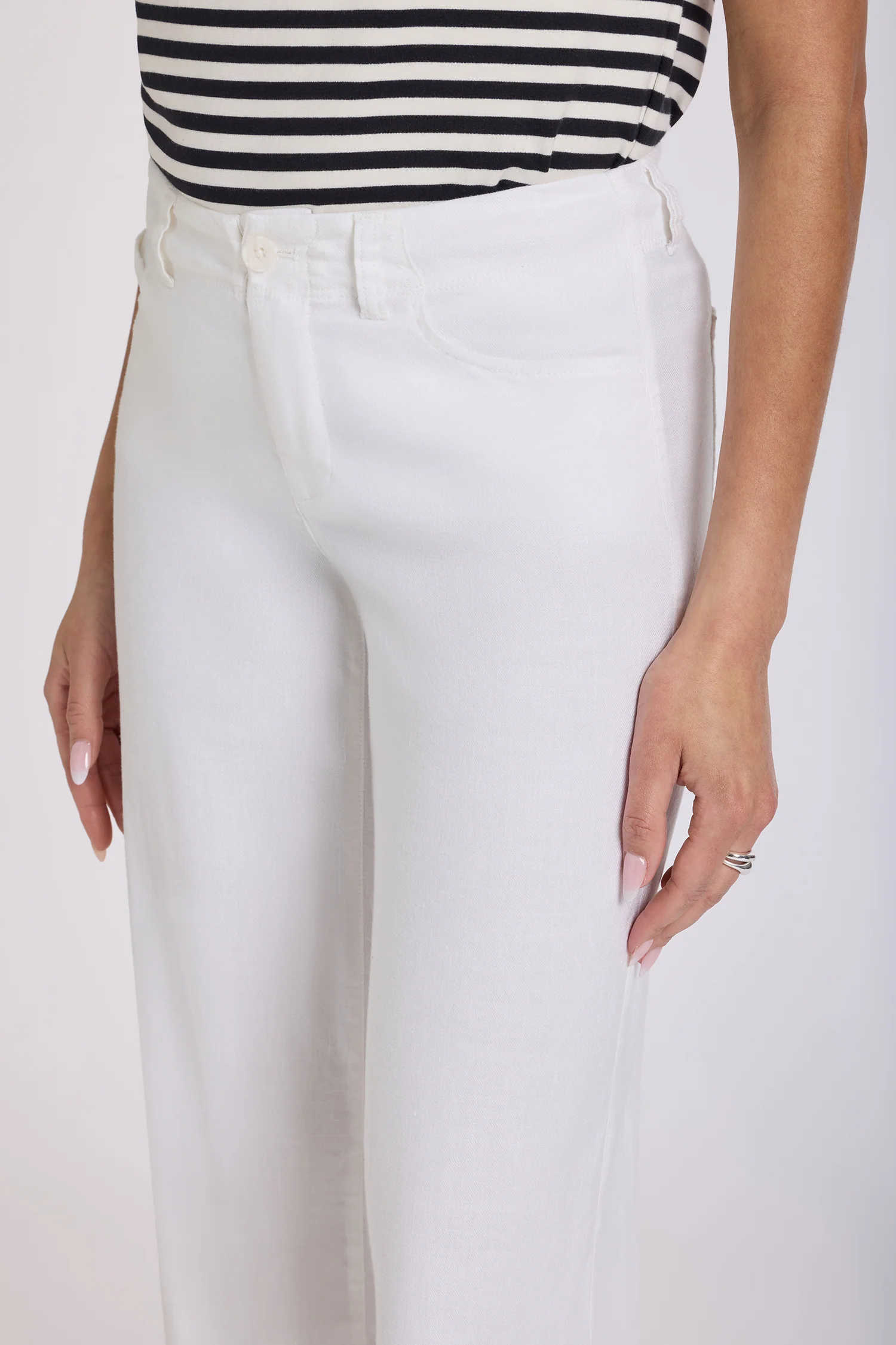 5 Pocket Wide Leg Trouser Pants - Optic White - Image 5