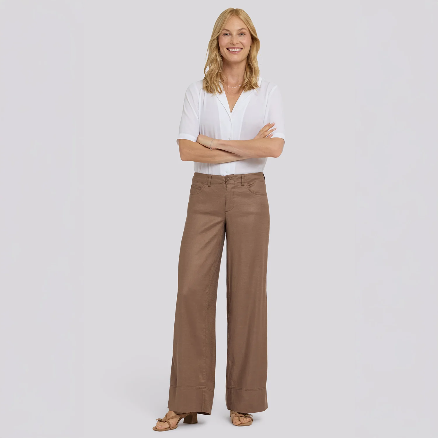 5 Pocket Wide Leg Trouser Pants - Toasted Coconut - Image 6