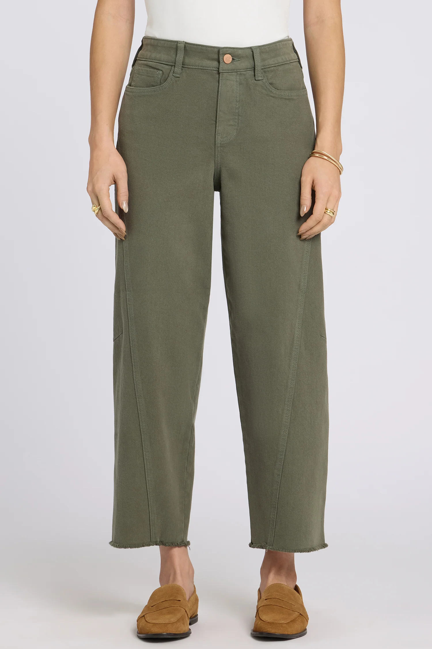 Alyssa Relaxed Crop Jeans - Desert Green - Image 5