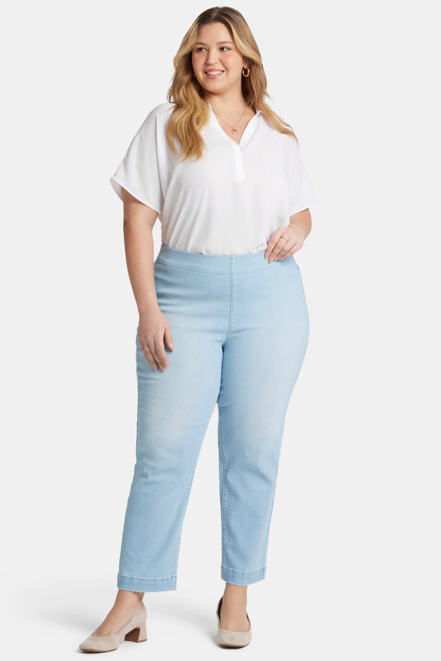 Bailey Relaxed Straight Ankle Pull-On Jeans In Plus Size - Santorini - Image 4