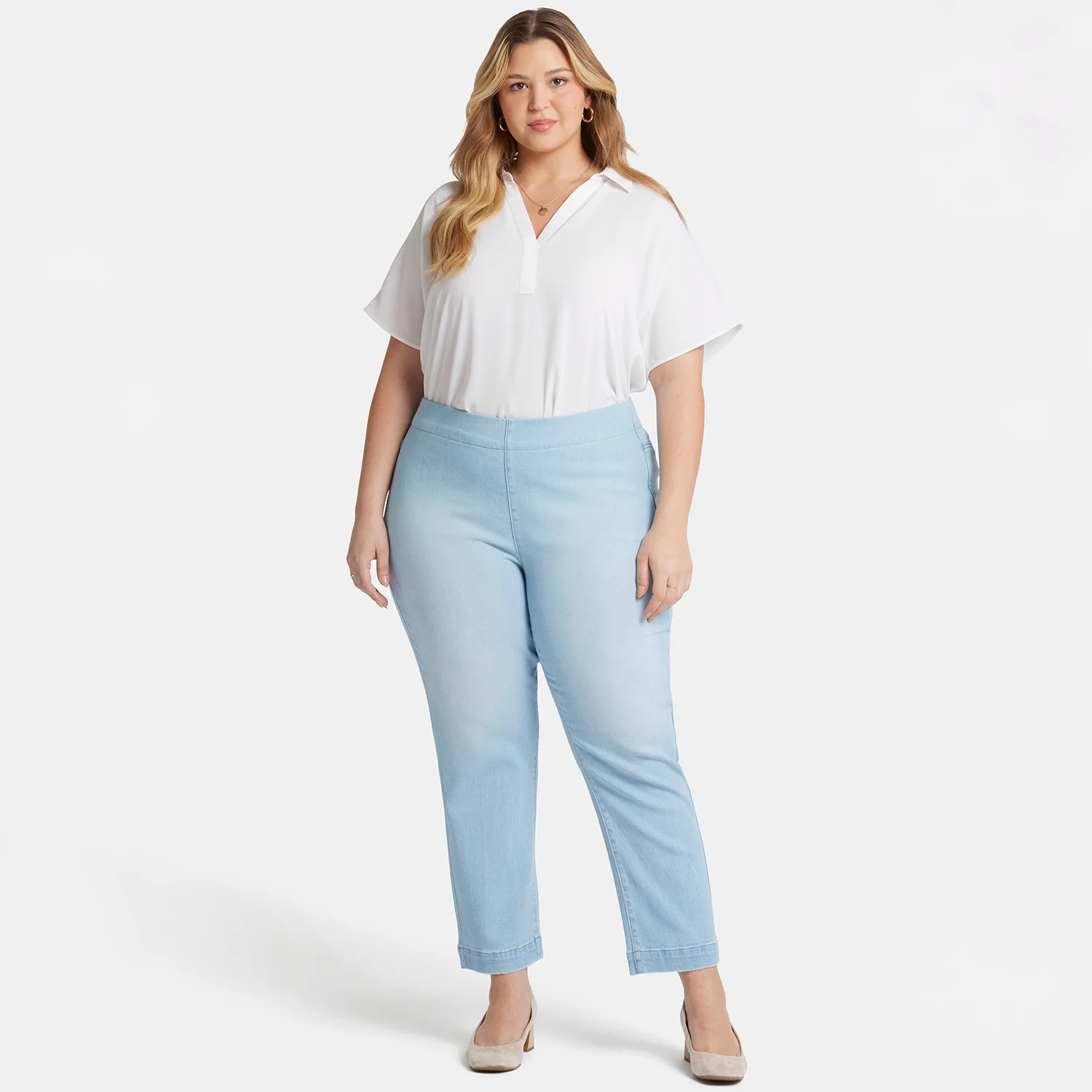 Bailey Relaxed Straight Ankle Pull-On Jeans In Plus Size - Santorini - Image 7
