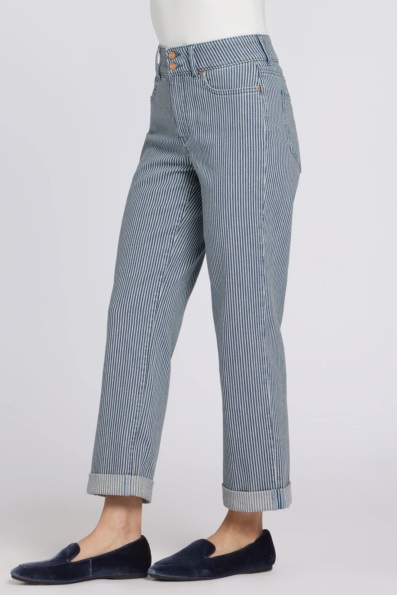 Bailey Relaxed Straight Crop Jeans In Petite - Malaga Stripe - Image 3