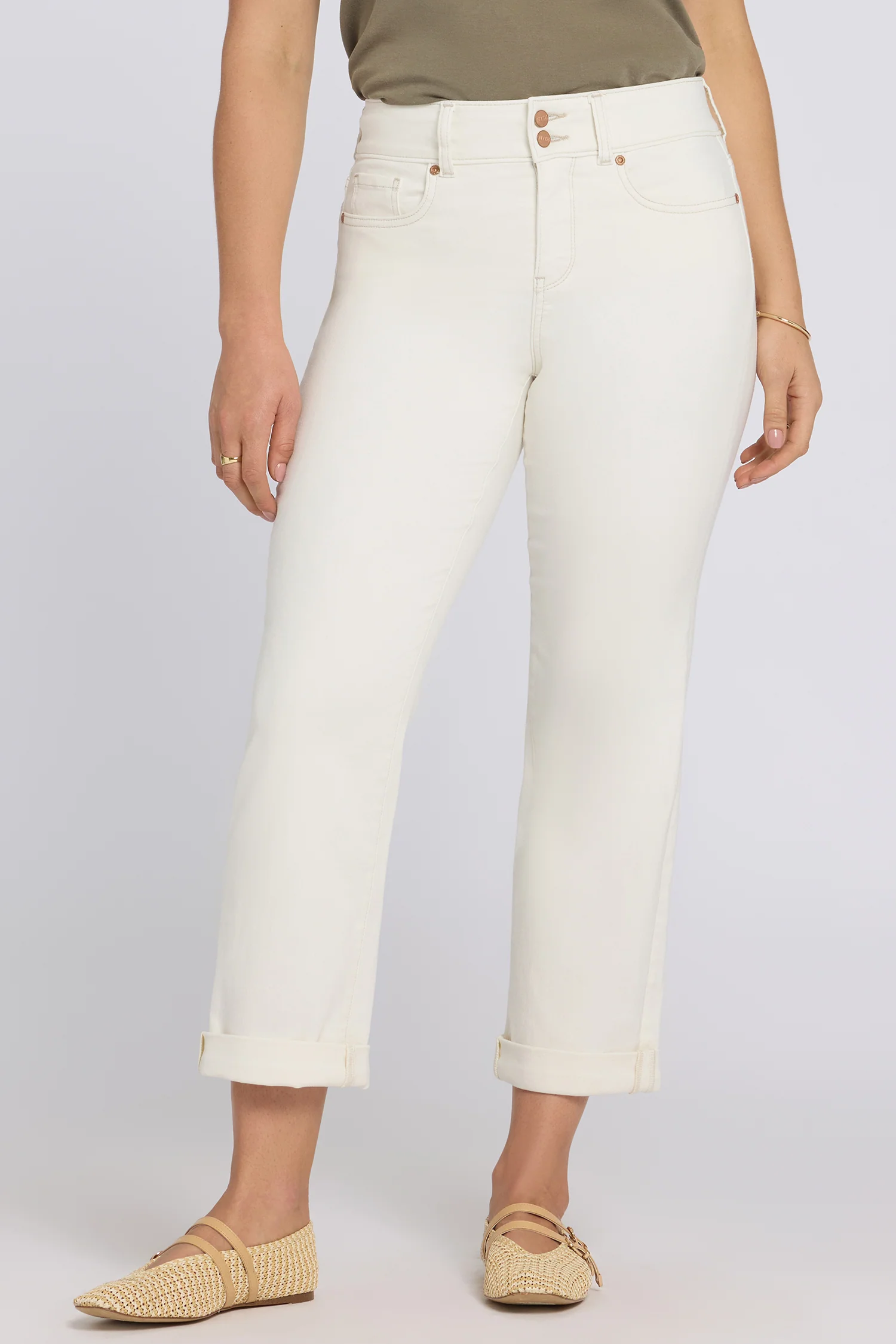 Bailey Relaxed Straight Crop Jeans - Vintage White - Image 4