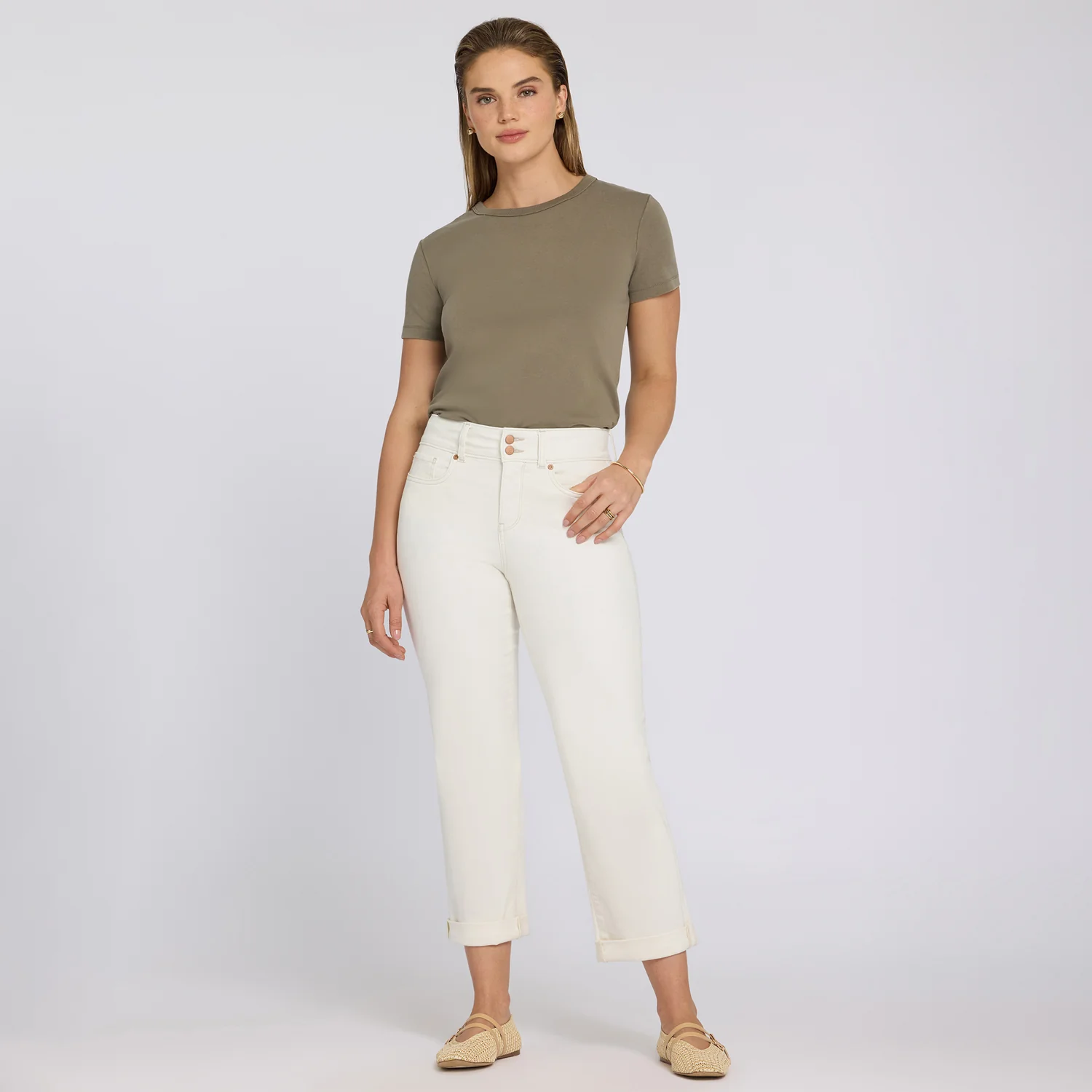 Bailey Relaxed Straight Crop Jeans - Vintage White - Image 7