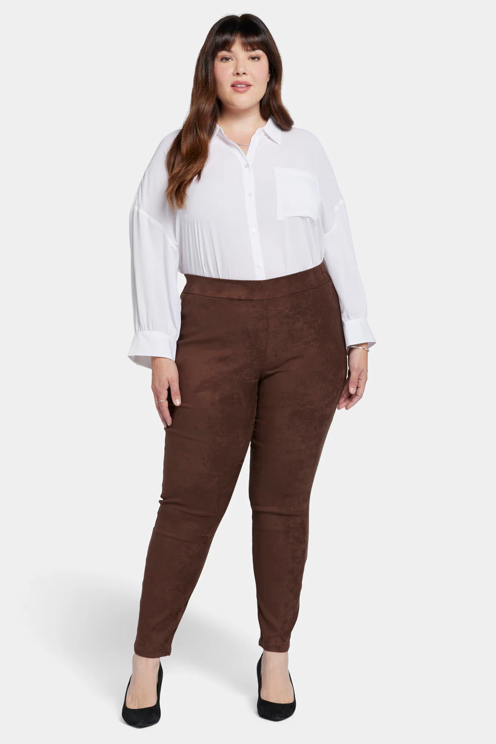 Basic Legging Pants In Plus Size - Dark Chocolate - Image 4