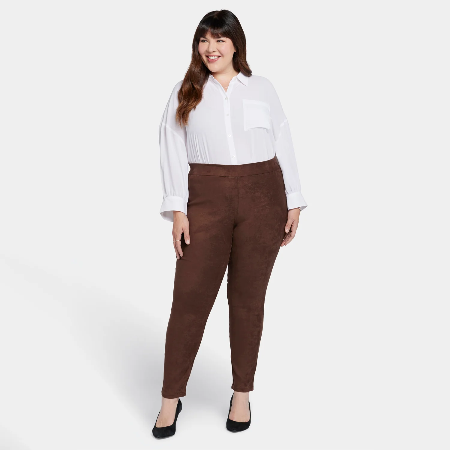 Basic Legging Pants In Plus Size - Dark Chocolate - Image 7