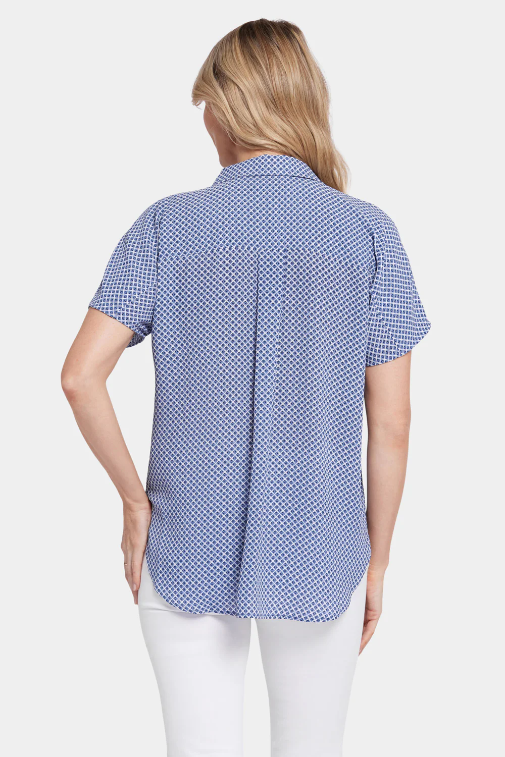 Becky Short Sleeved Blouse - Heritage Geo Prussian Navy - Image 2
