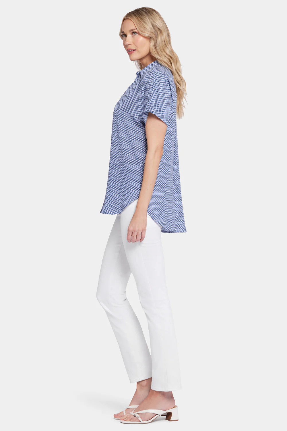 Becky Short Sleeved Blouse - Heritage Geo Prussian Navy - Image 3