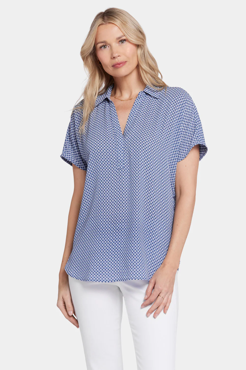 Becky Short Sleeved Blouse - Heritage Geo Prussian Navy - Image 4