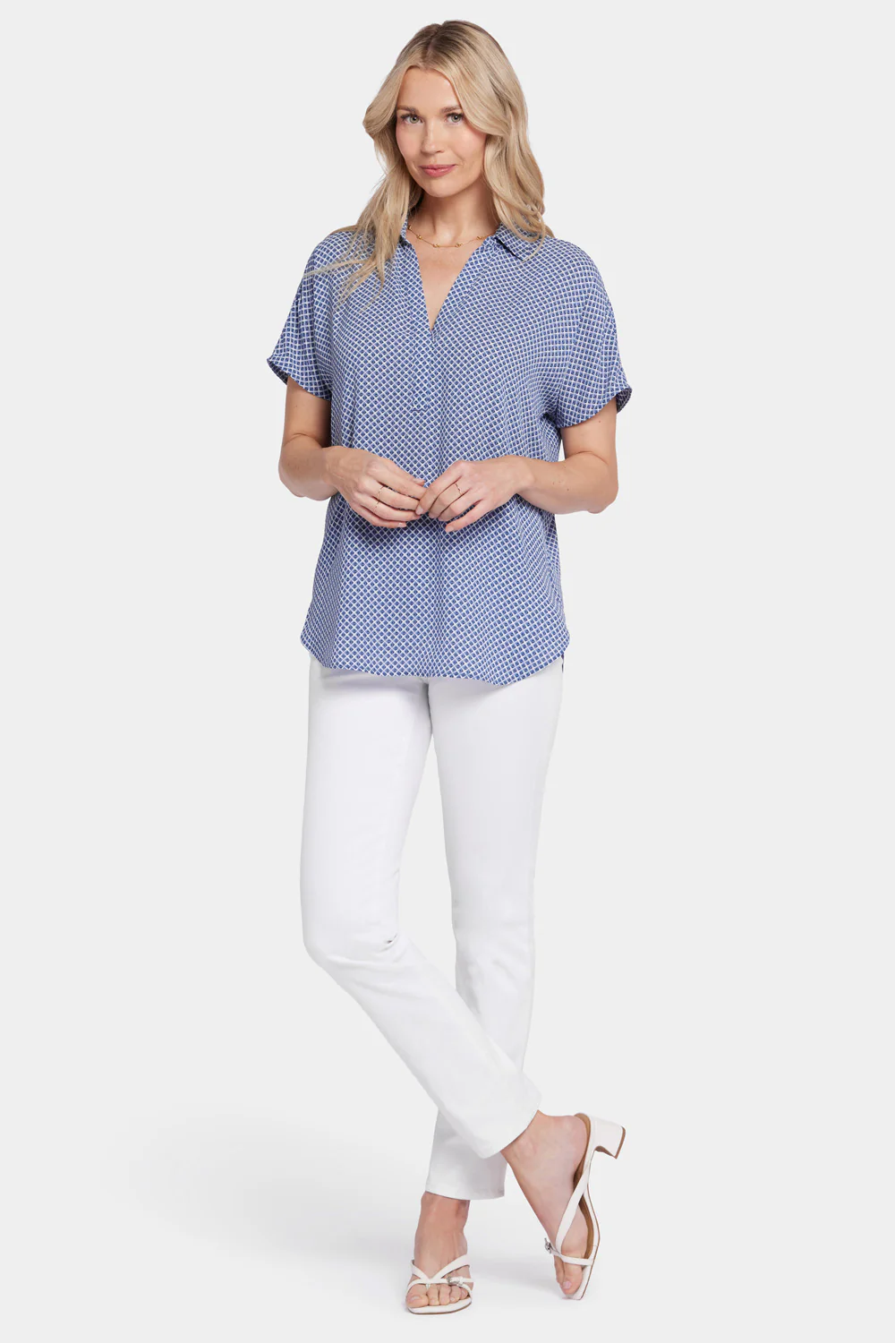 Becky Short Sleeved Blouse - Heritage Geo Prussian Navy - Image 5