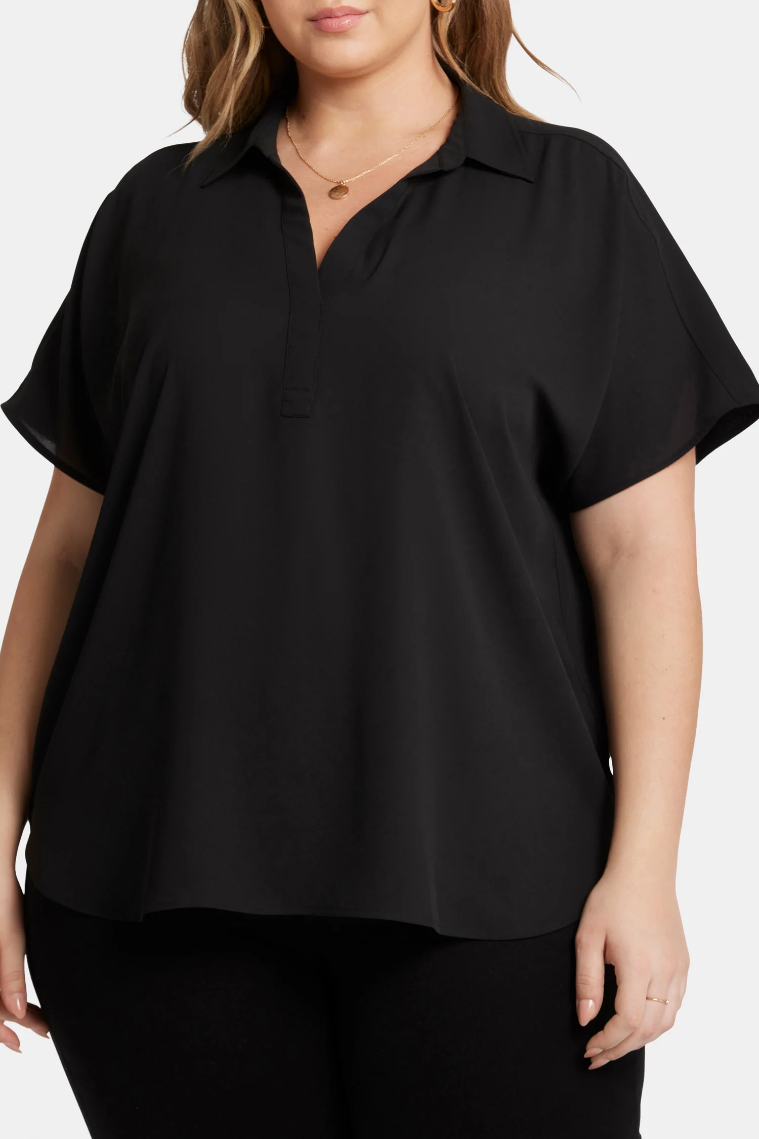 Becky Short Sleeved Blouse In Plus Size - Black - Image 6