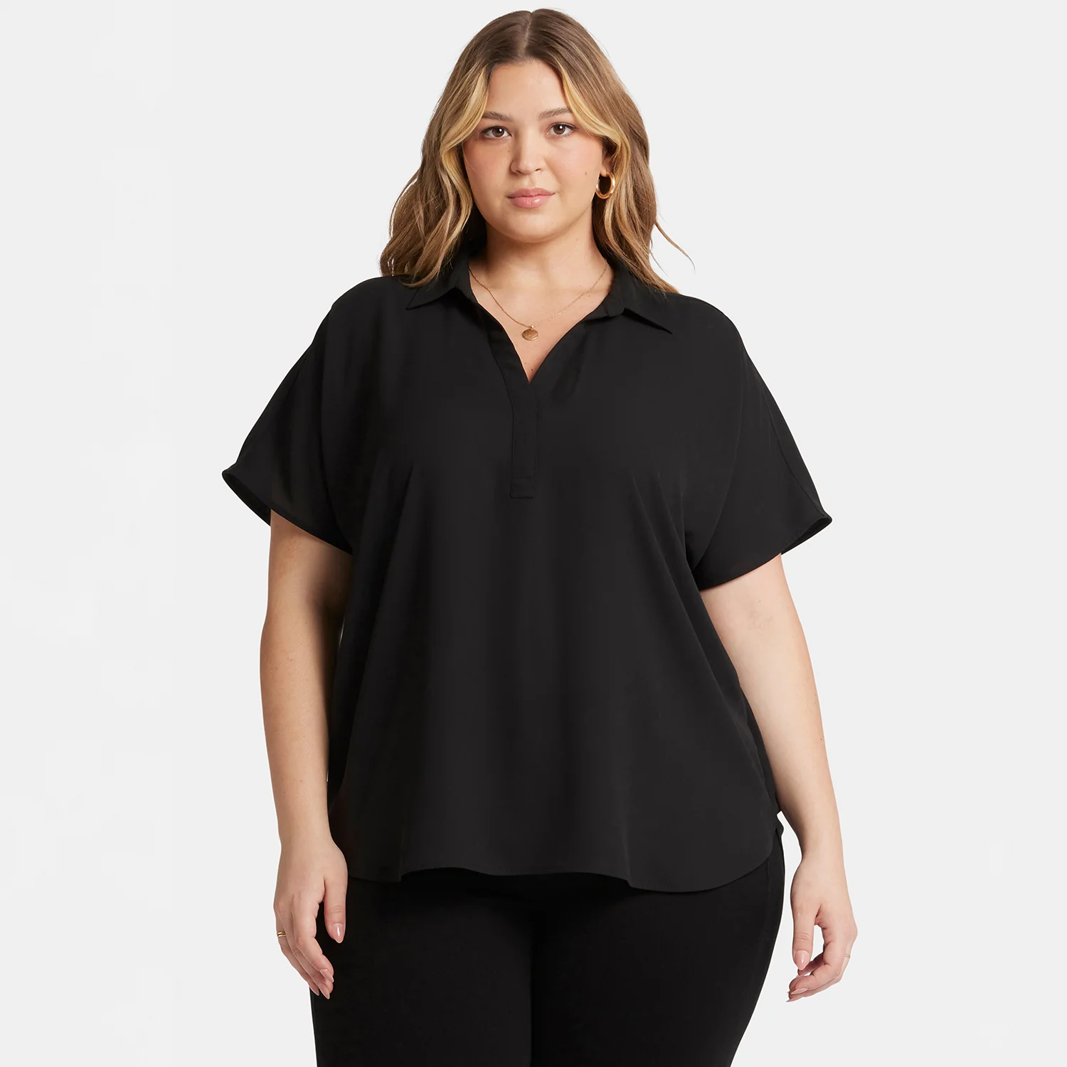 Becky Short Sleeved Blouse In Plus Size - Black - Image 7