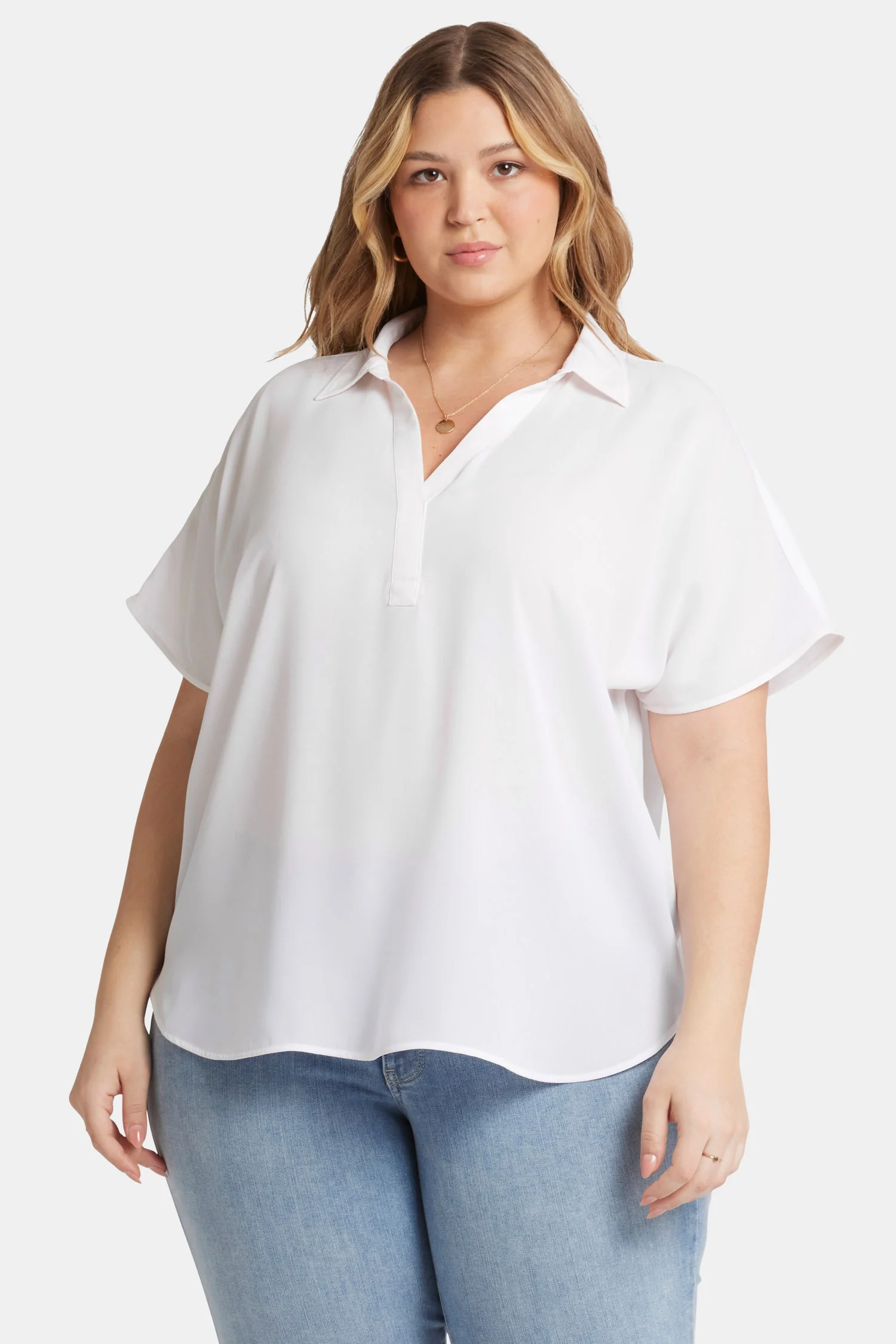 Becky Short Sleeved Blouse In Plus Size - Optic White - Image 4