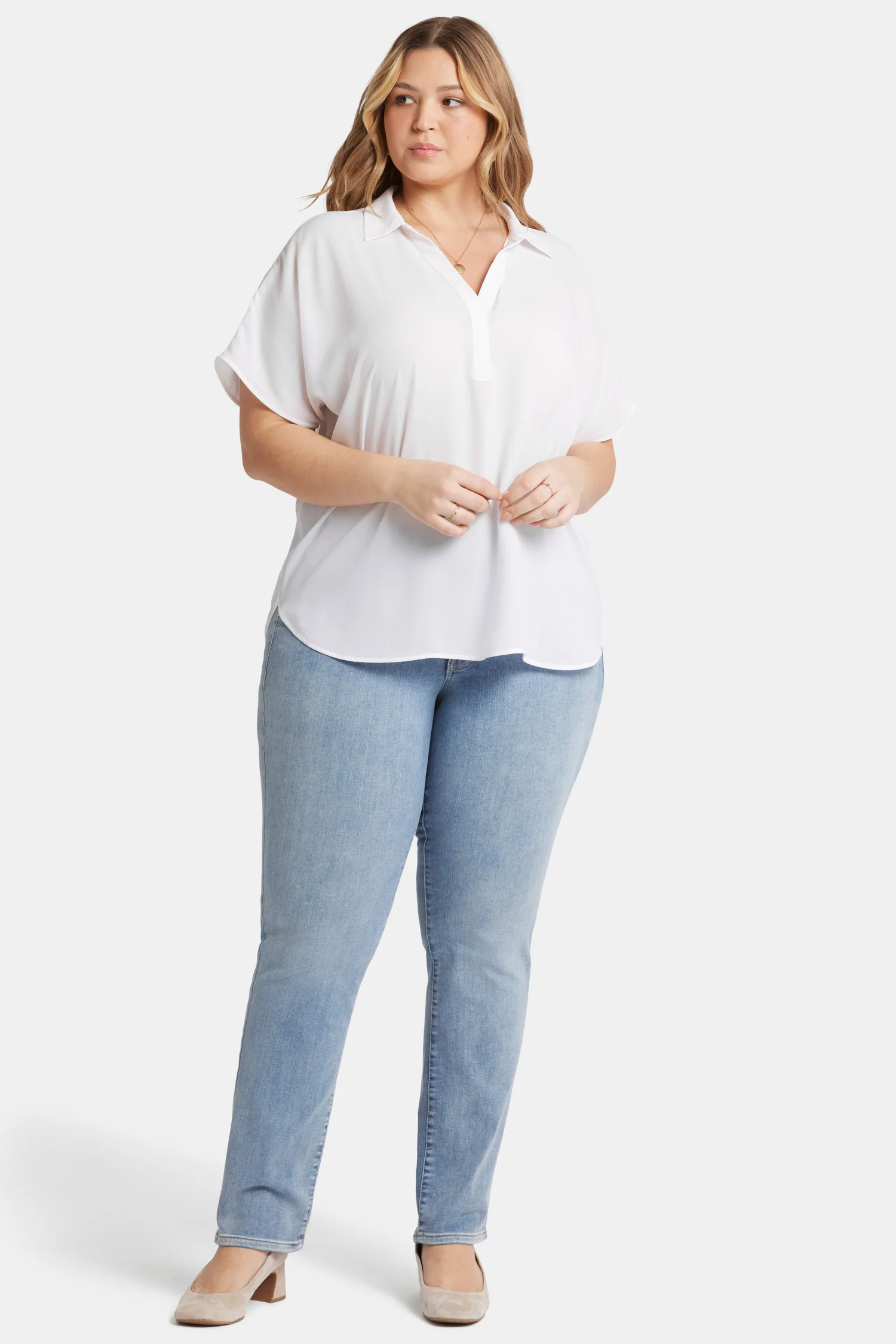 Becky Short Sleeved Blouse In Plus Size - Optic White - Image 5