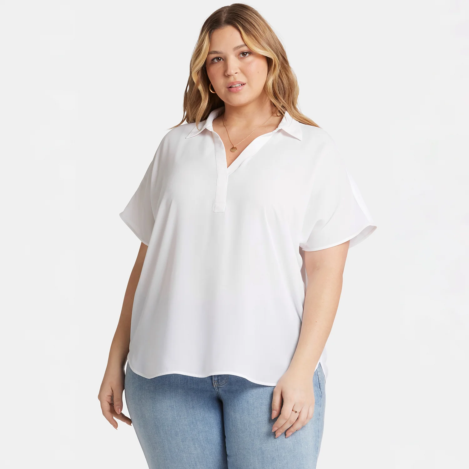 Becky Short Sleeved Blouse In Plus Size - Optic White - Image 7