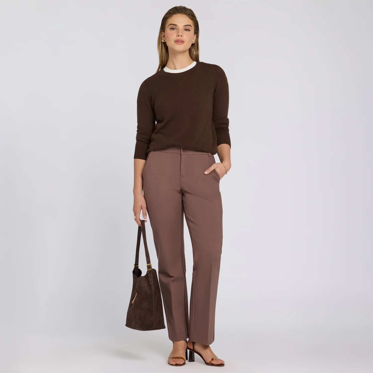 Bella Trouser Pants - Deep Taupe - Image 7