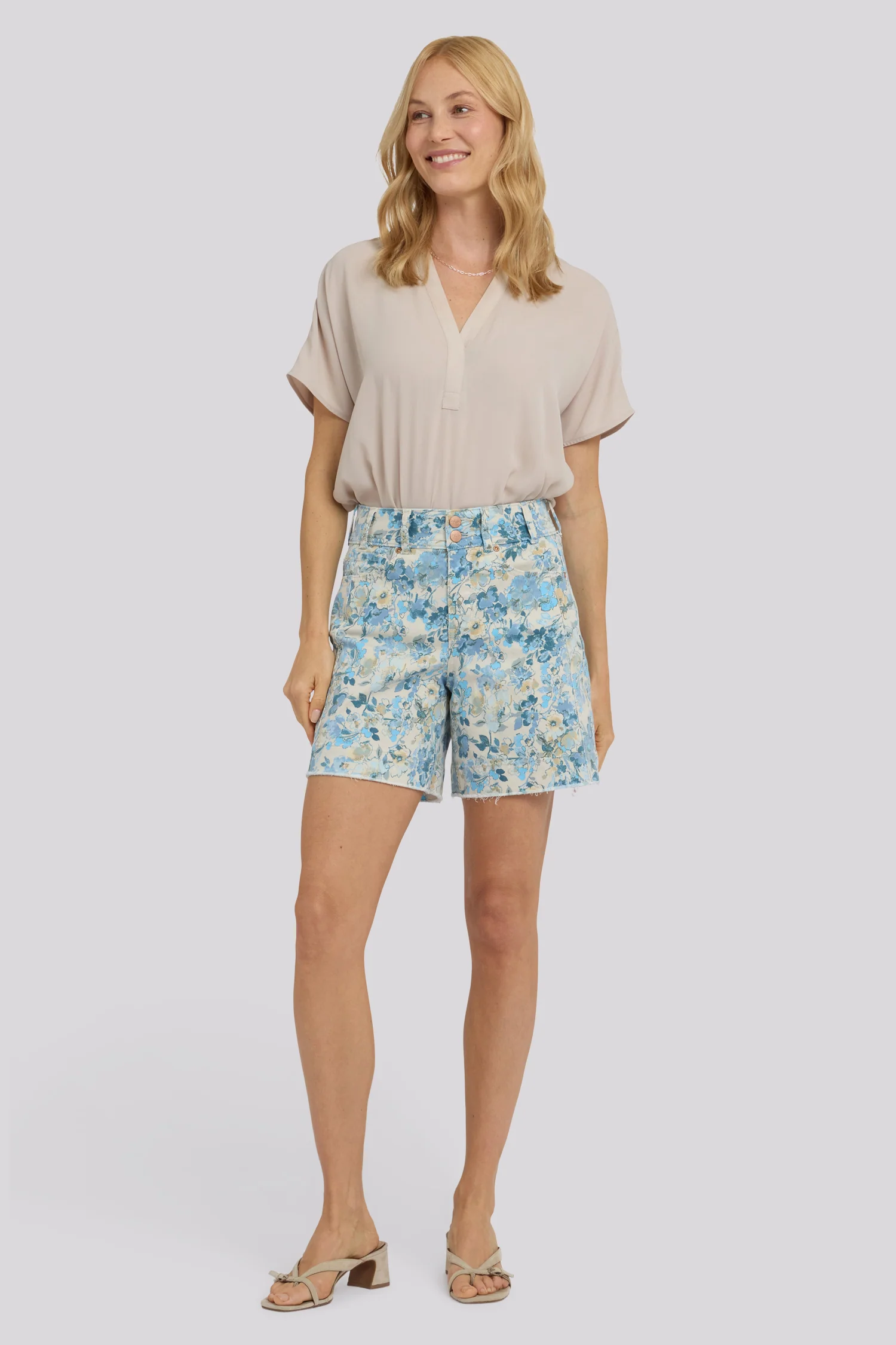 Berkyn Relaxed Denim Shorts - Blue Blooms
