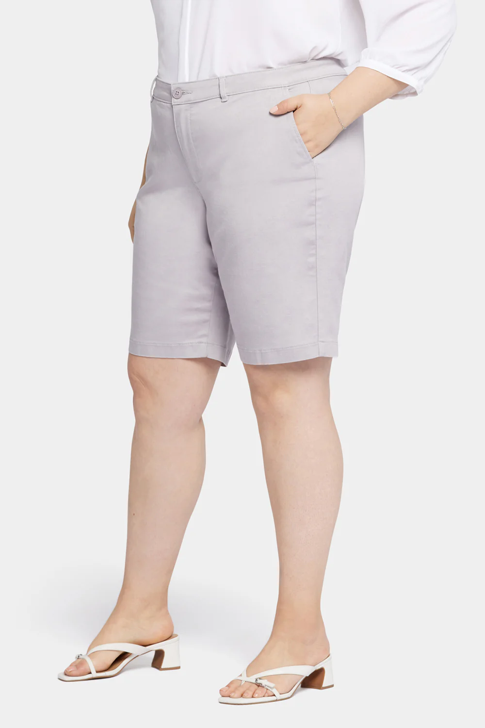 Bermuda Shorts In Plus Size - Pearl Grey - Image 3
