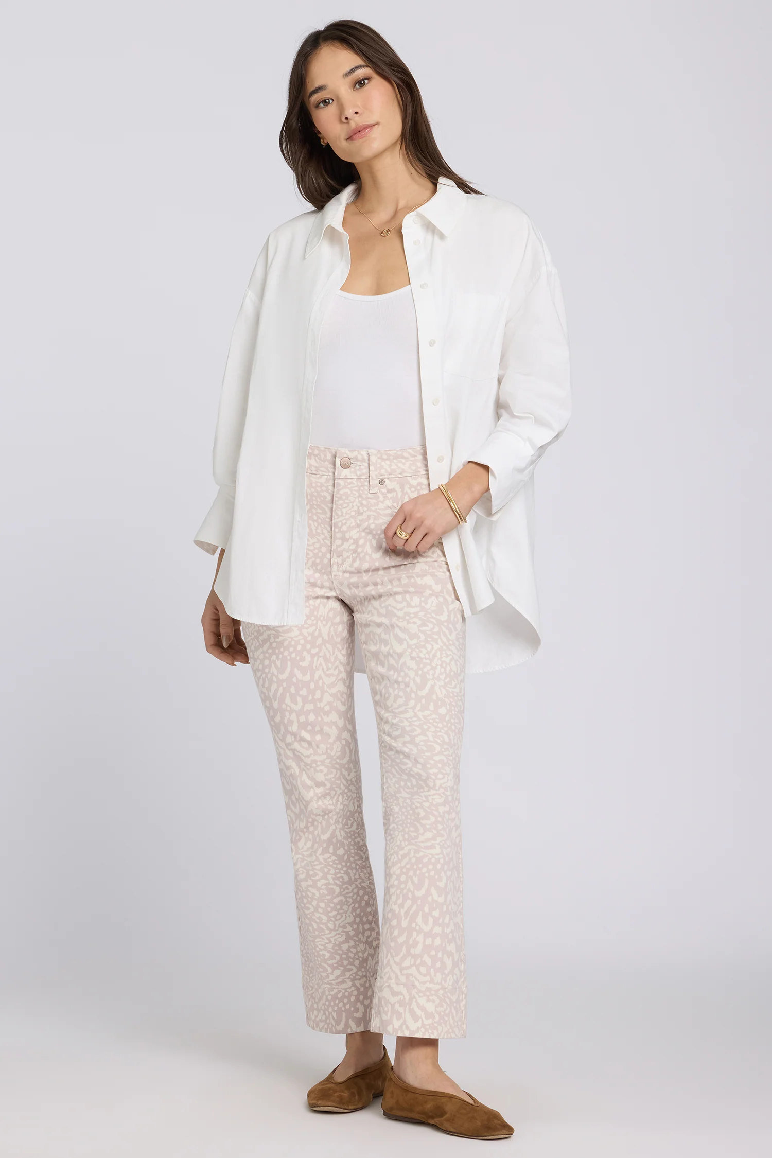 Billie Mini Bootcut Ankle Jeans - Snow Leopard