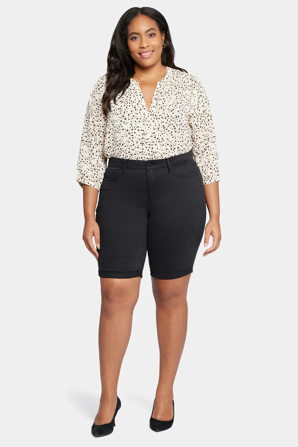 Briella 11 Inch Denim Shorts In Plus Size - Black - Image 4