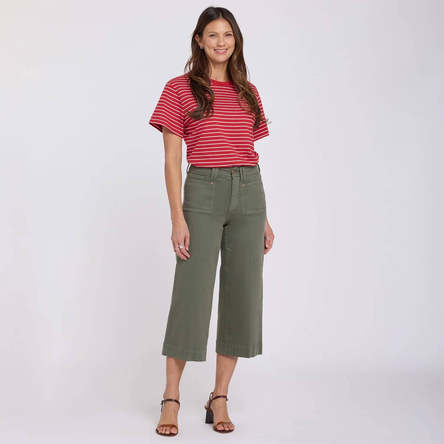 Brigitte Wide Leg Capri Jeans - Desert Green - Image 6