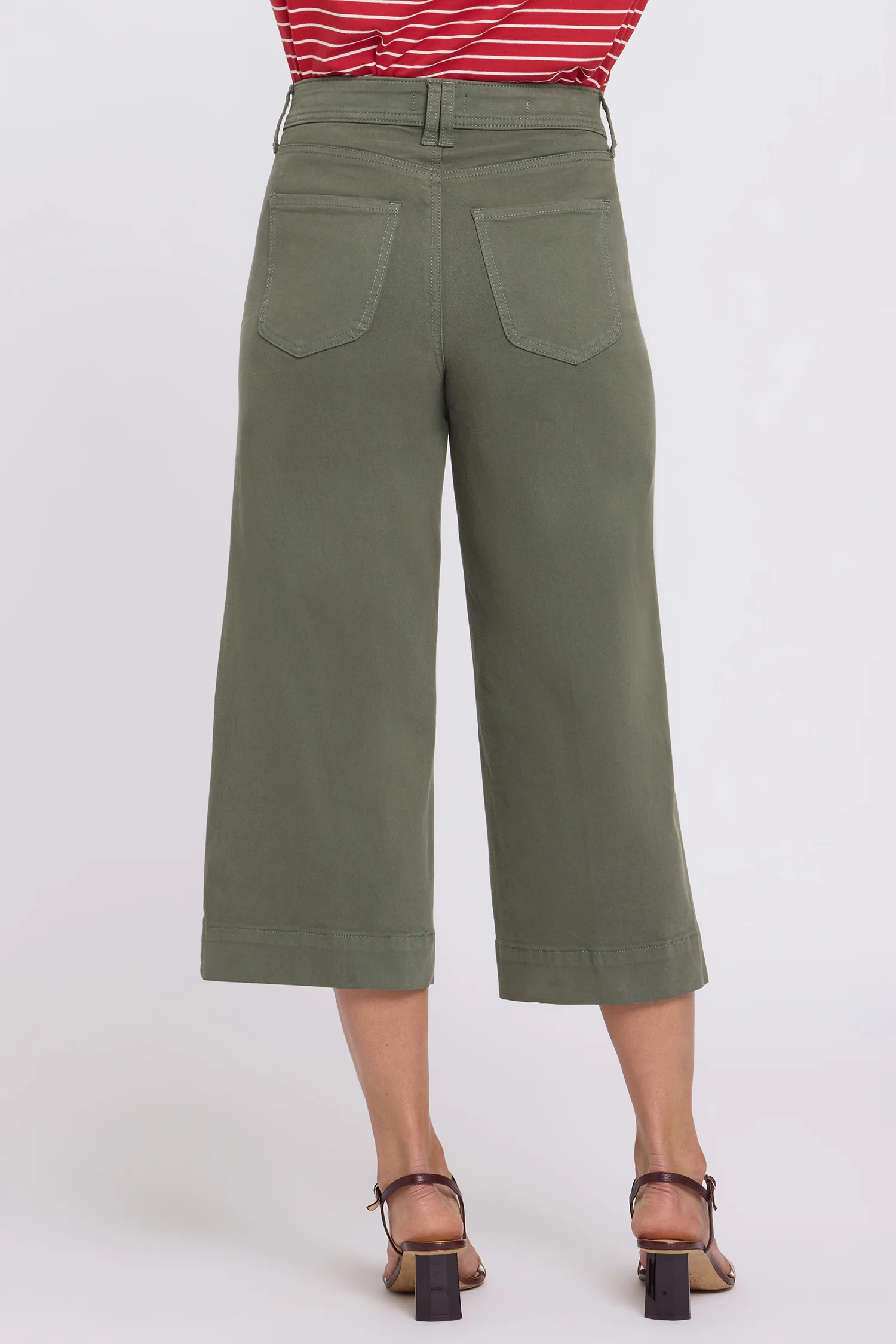 Brigitte Wide Leg Capri Jeans In Petite - Desert Green - Image 5