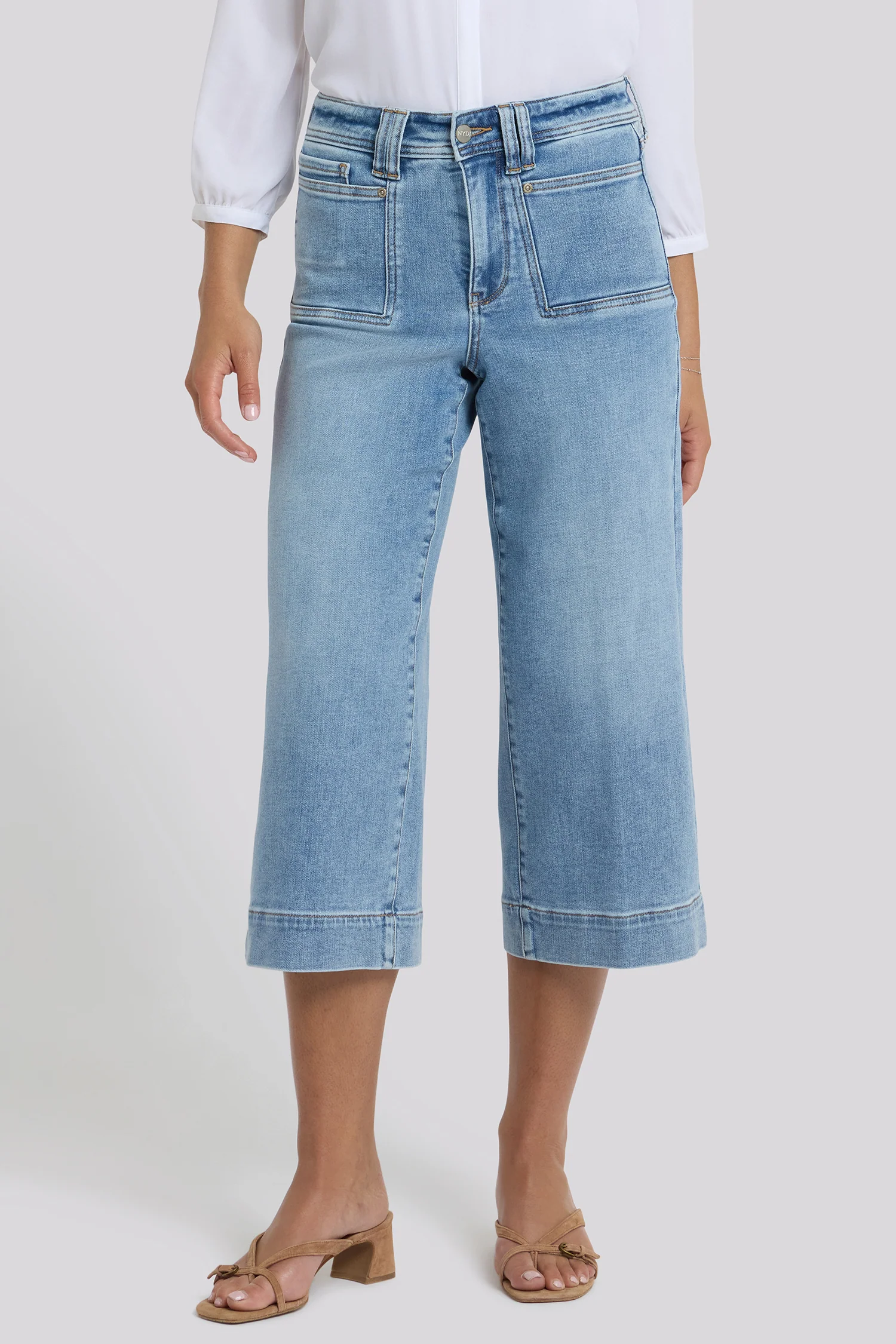 Brigitte Wide Leg Capri Jeans In Petite - Mist Springs - Image 3