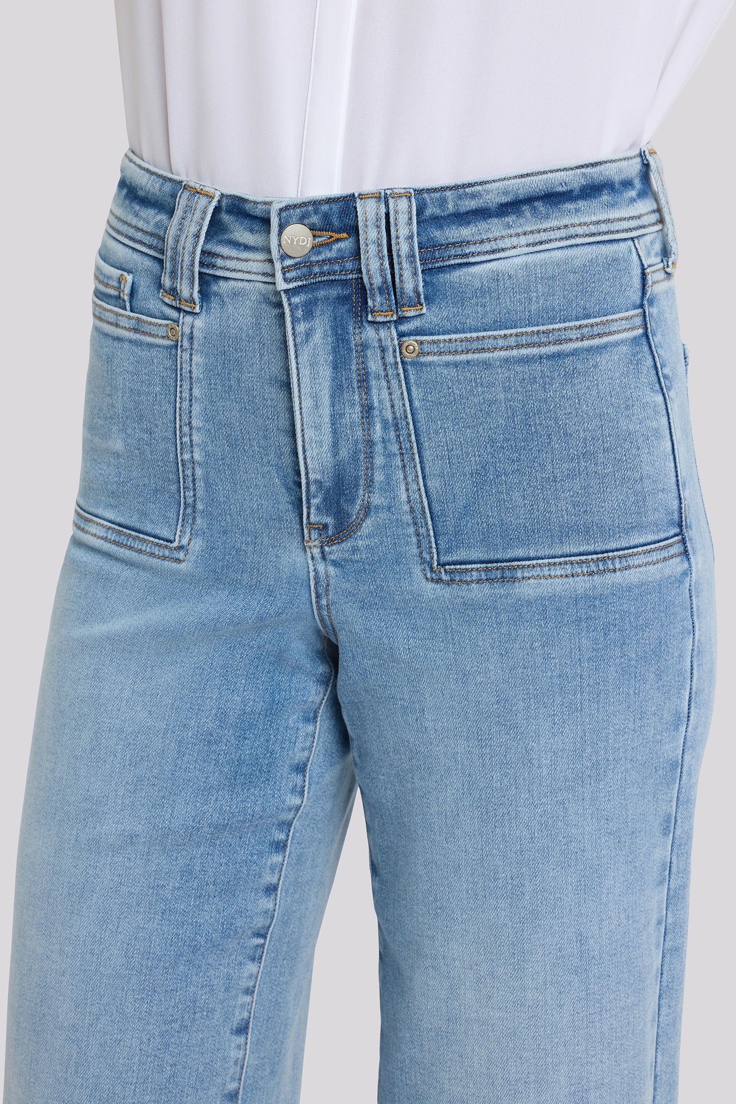 Brigitte Wide Leg Capri Jeans In Petite - Mist Springs - Image 4