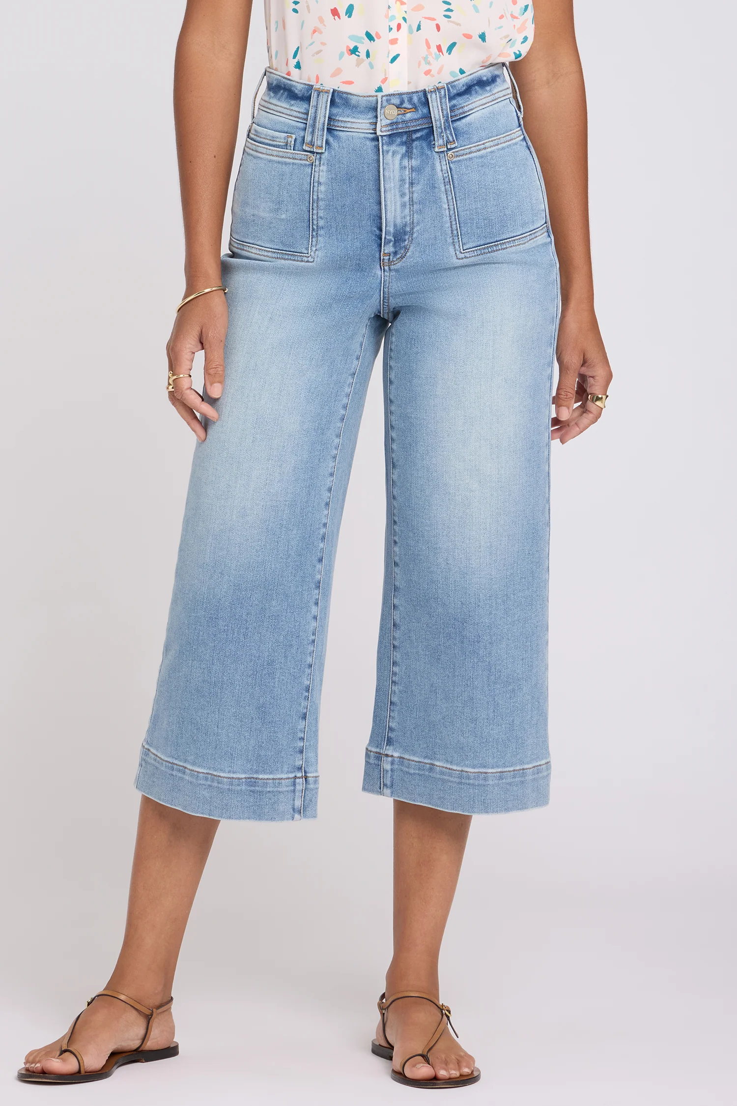Brigitte Wide Leg Capri Jeans - Mist Springs - Image 5