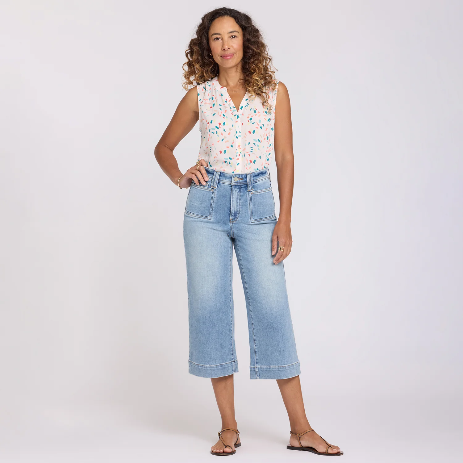 Brigitte Wide Leg Capri Jeans - Mist Springs - Image 6