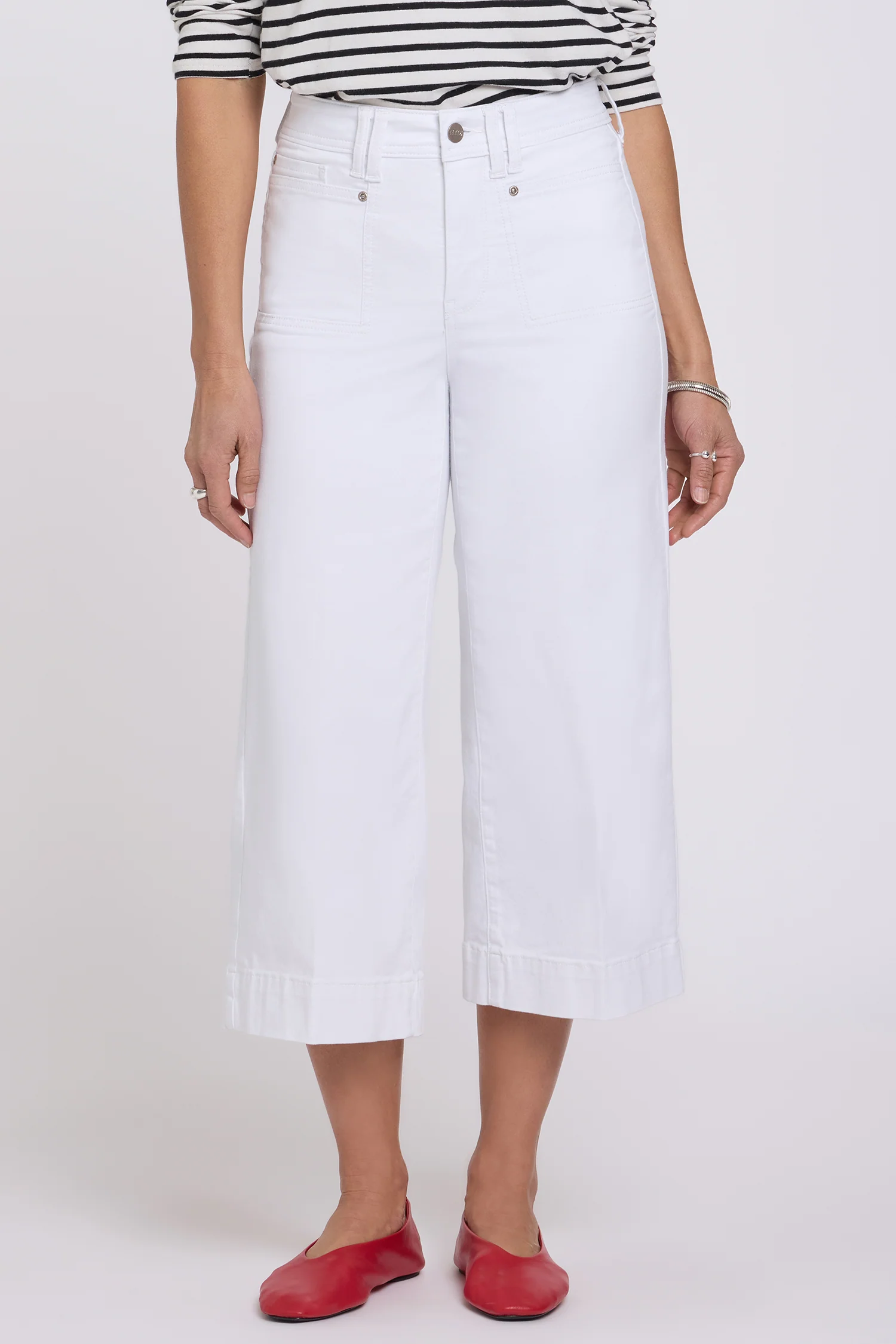 Brigitte Wide Leg Capri Jeans - Optic White - Image 4