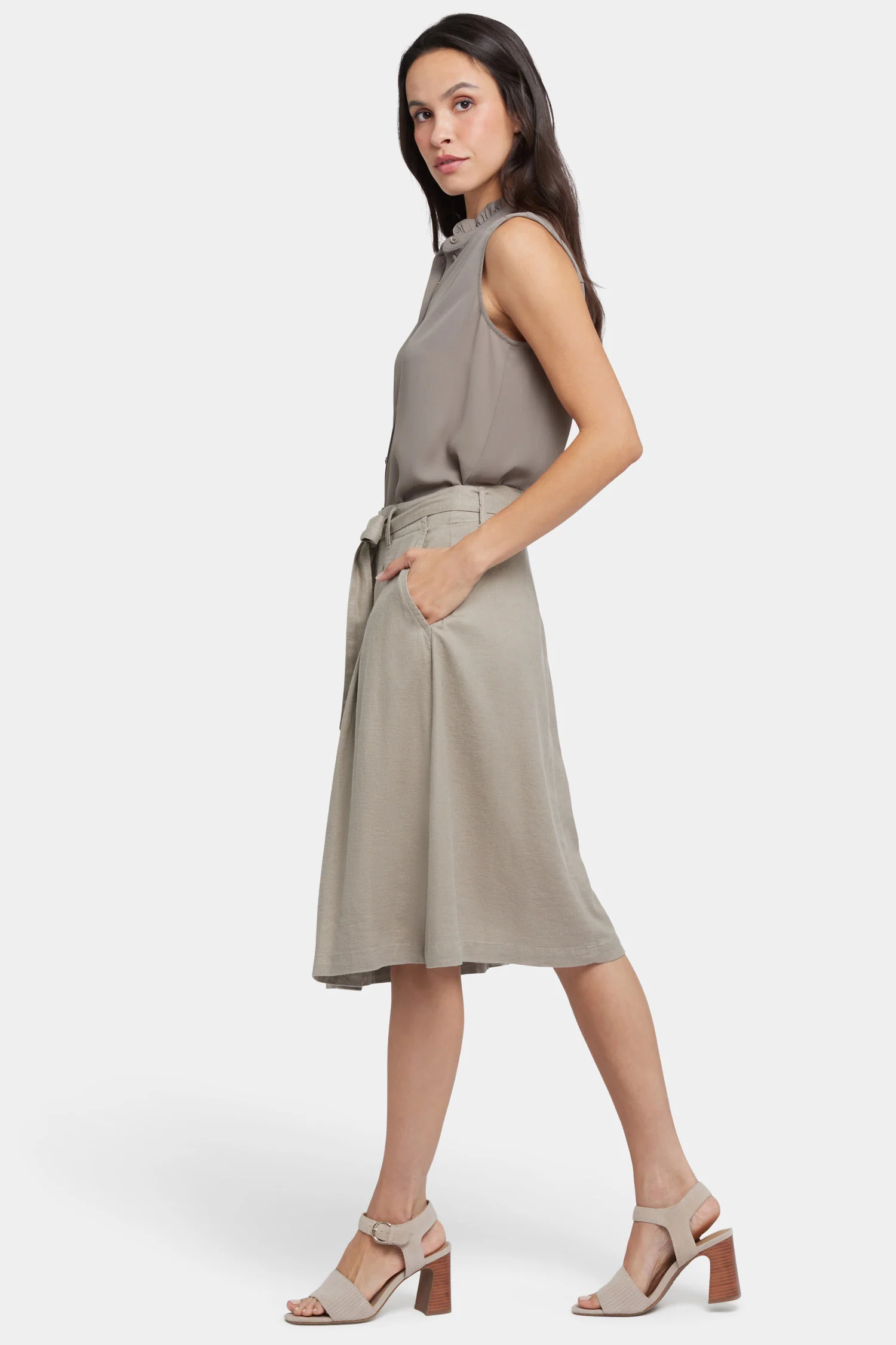 Button Front Midi Skirt - Saddlewood - Image 5