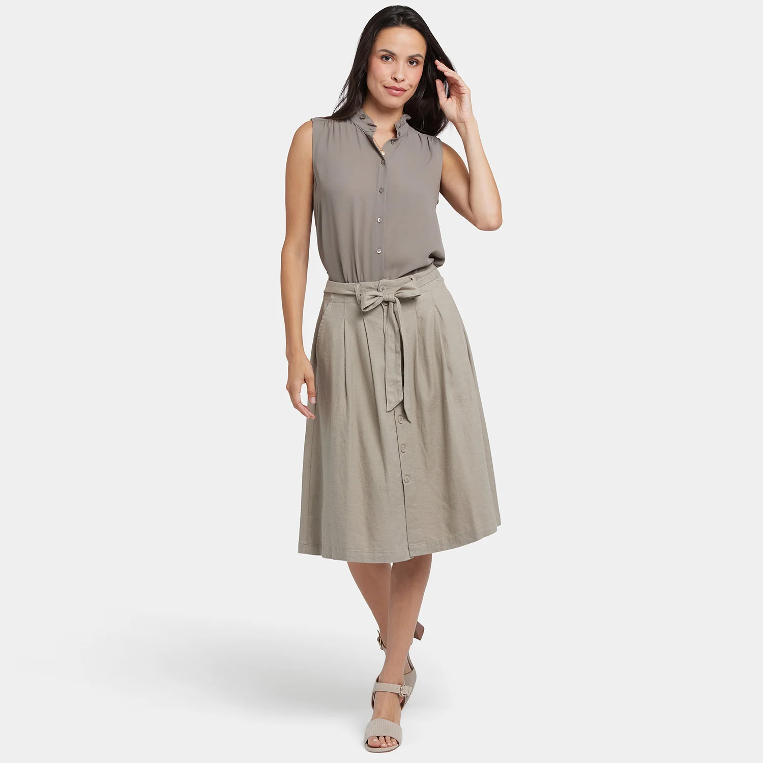 Button Front Midi Skirt - Saddlewood - Image 7