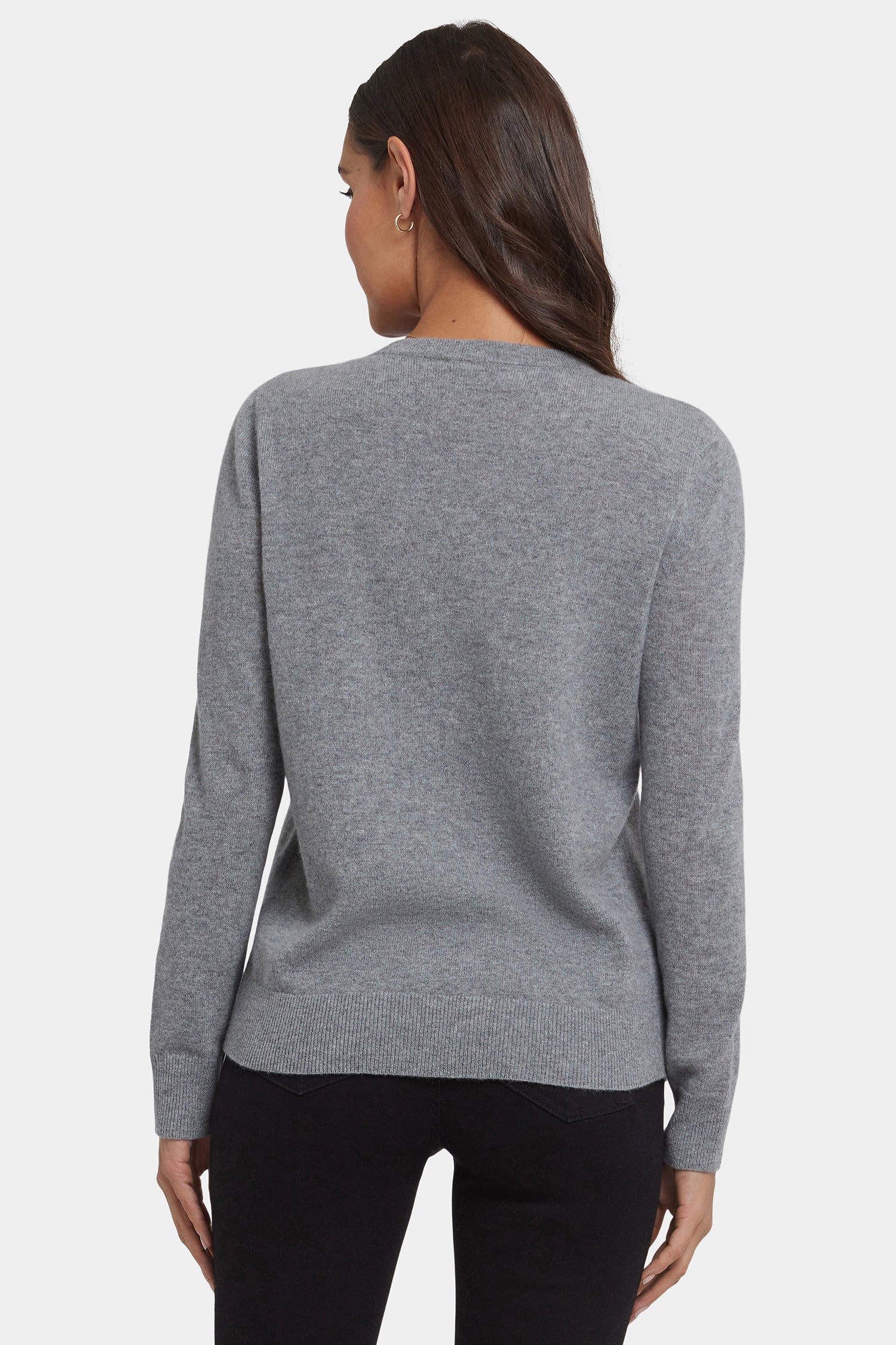 Cashmere Crewneck Cardigan - Light Heather Grey - Image 6