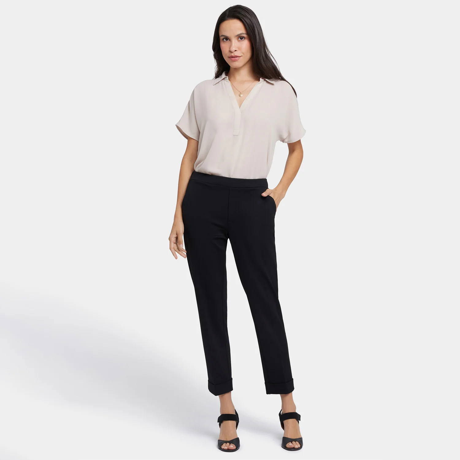 Cassidy Ankle Pull-On Trouser Pants In Petite - Black - Image 7