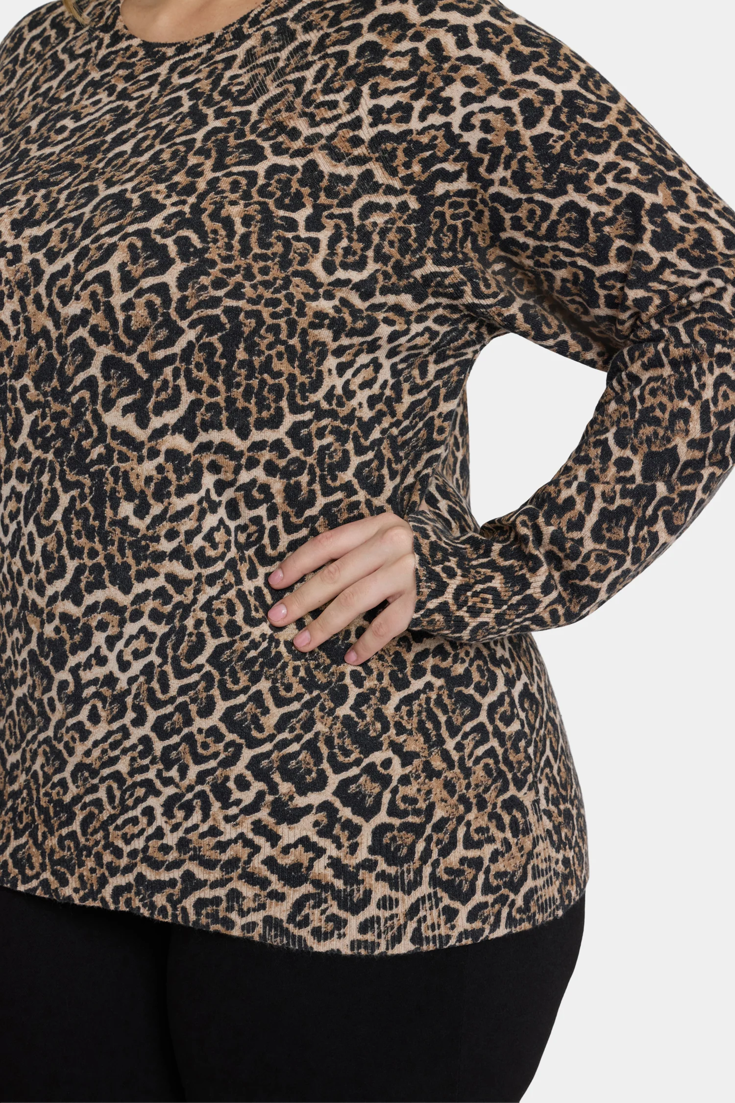 Cheetah Crewneck Sweater In Plus Size - Onyx Cheetah - Image 2