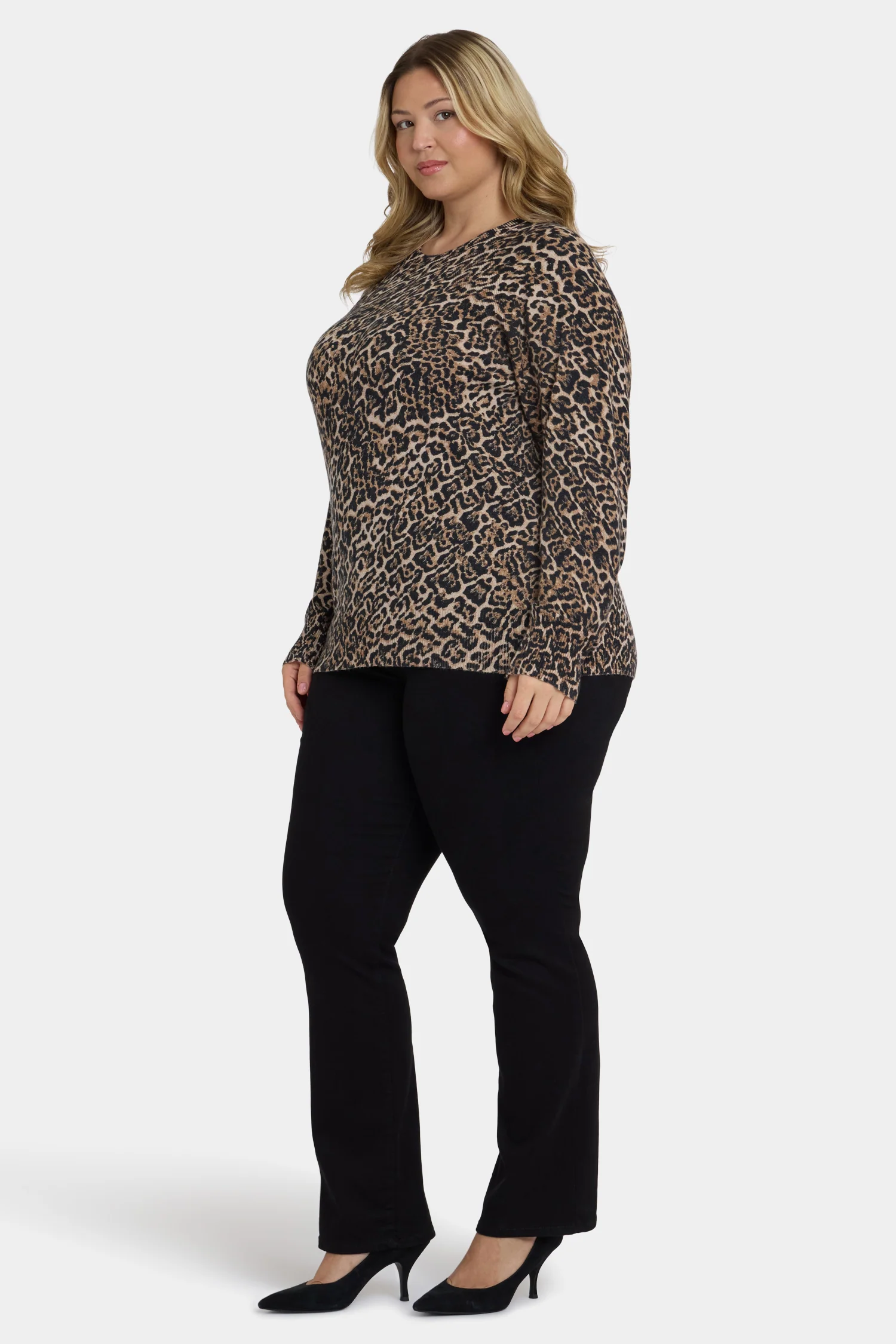 Cheetah Crewneck Sweater In Plus Size - Onyx Cheetah - Image 4