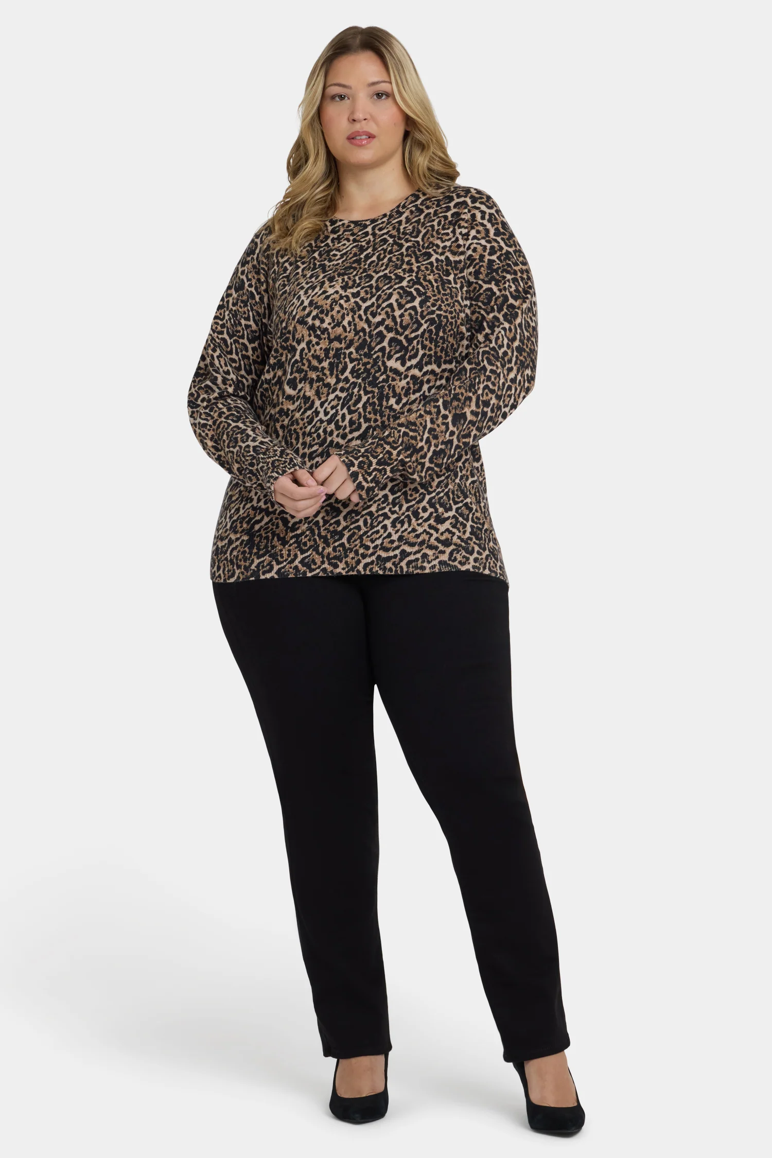 Cheetah Crewneck Sweater In Plus Size - Onyx Cheetah - Image 5