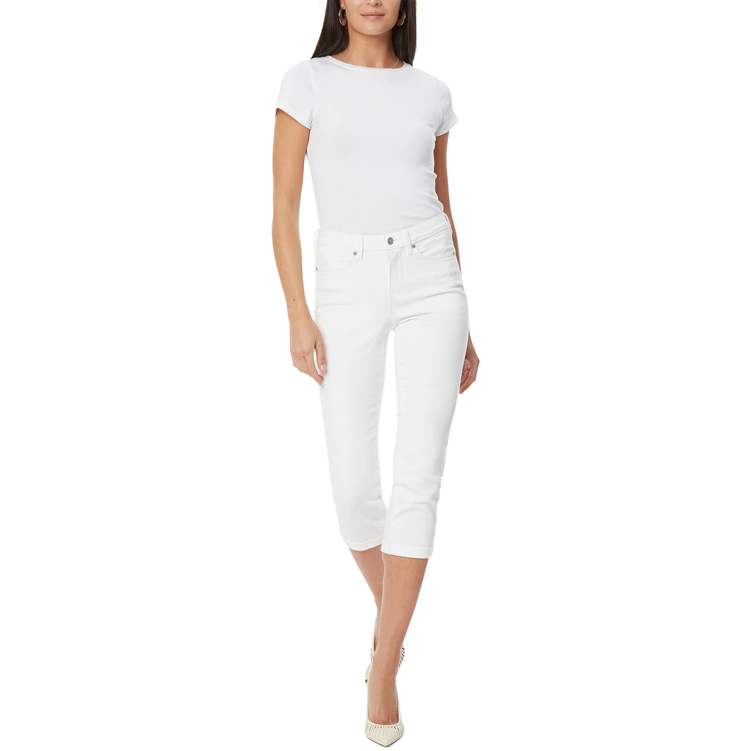 Chloe Skinny Capri Jeans In Petite - Optic White - Image 7