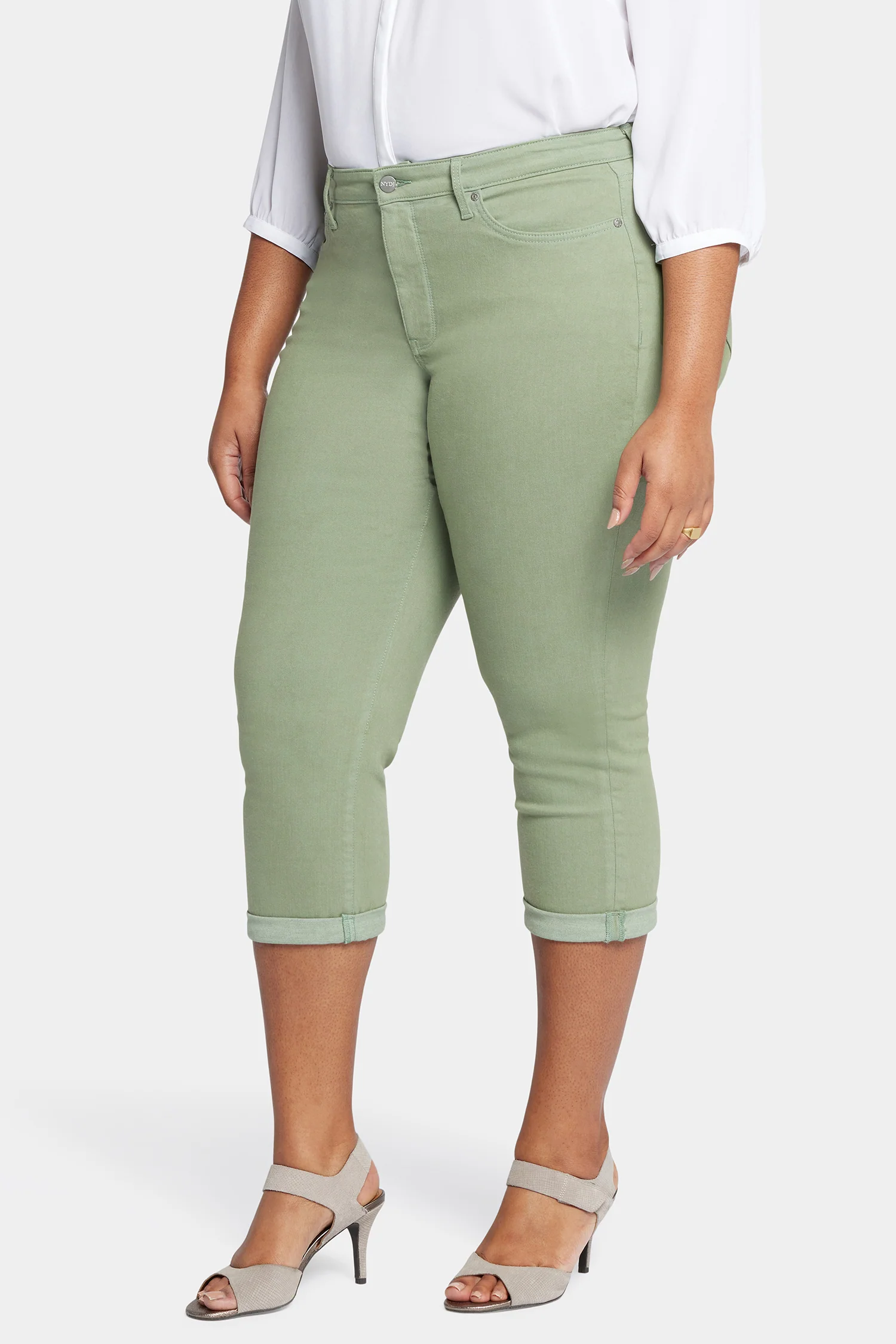 Chloe Skinny Capri Jeans In Plus Size - English Ivy - Image 3