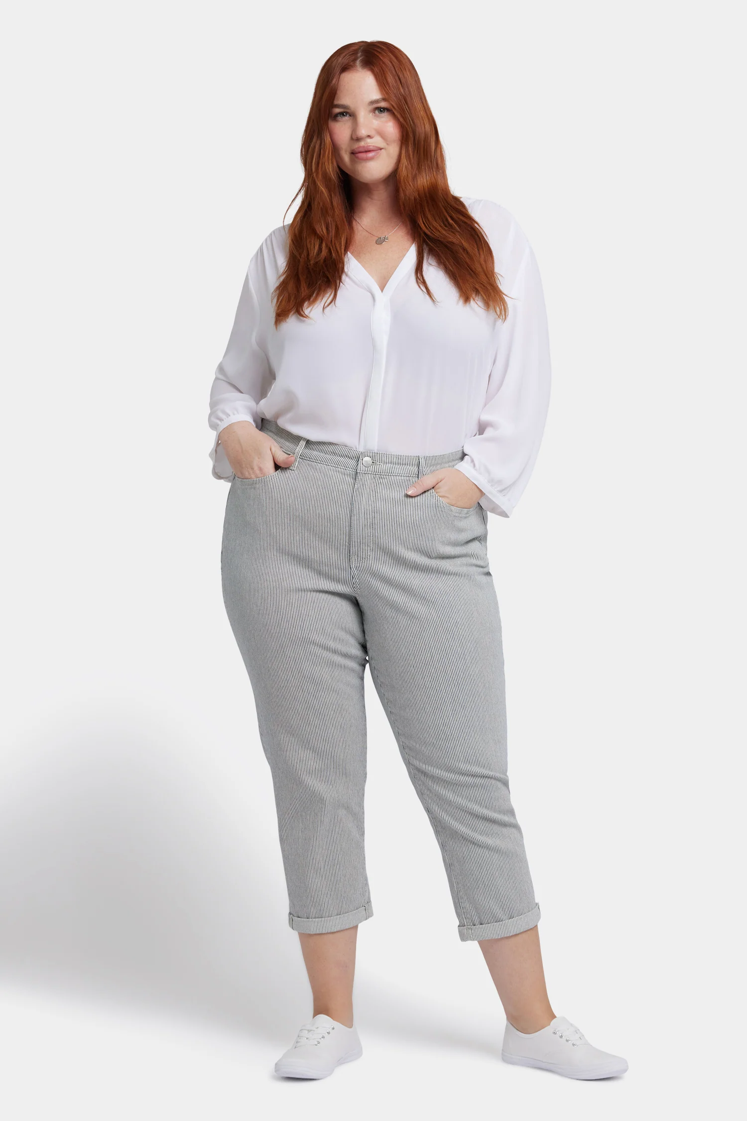 Chloe Skinny Capri Jeans In Plus Size - Luarca Stripe