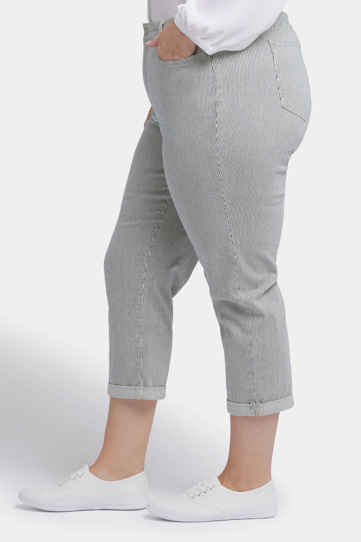 Chloe Skinny Capri Jeans In Plus Size - Luarca Stripe - Image 3