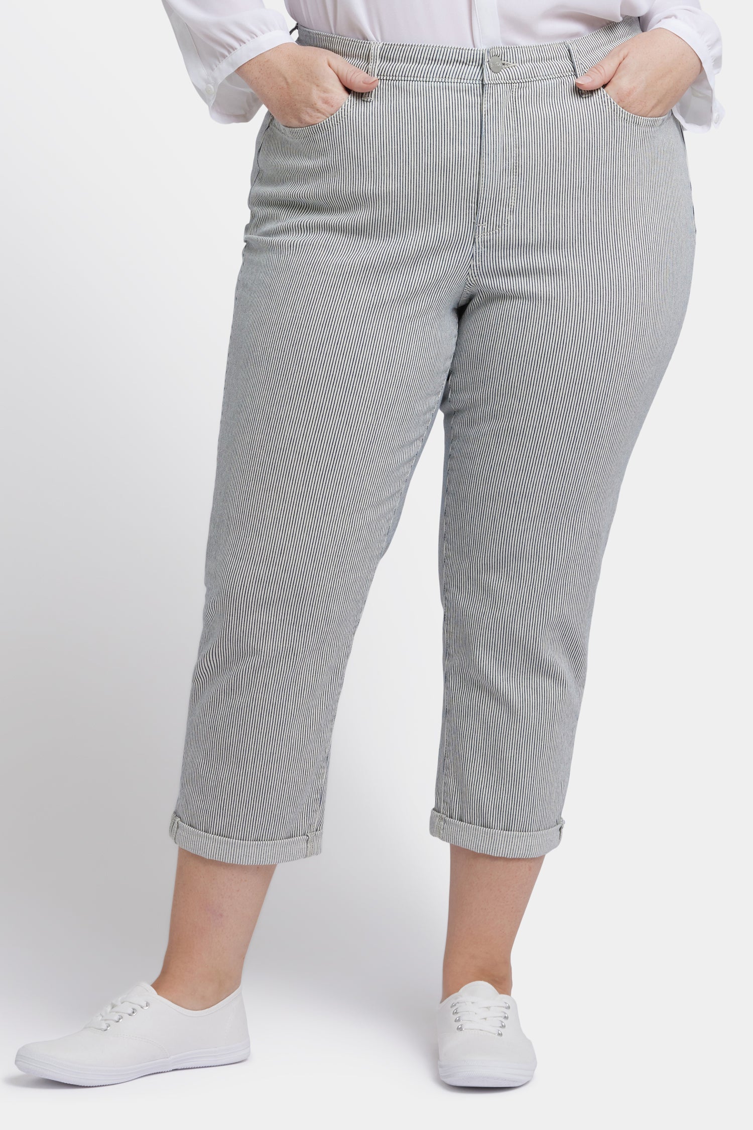 Chloe Skinny Capri Jeans In Plus Size - Luarca Stripe - Image 4
