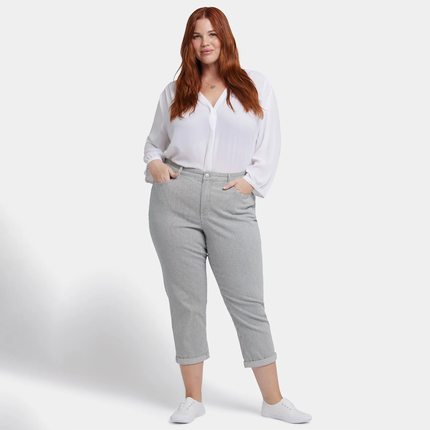 Chloe Skinny Capri Jeans In Plus Size - Luarca Stripe - Image 6