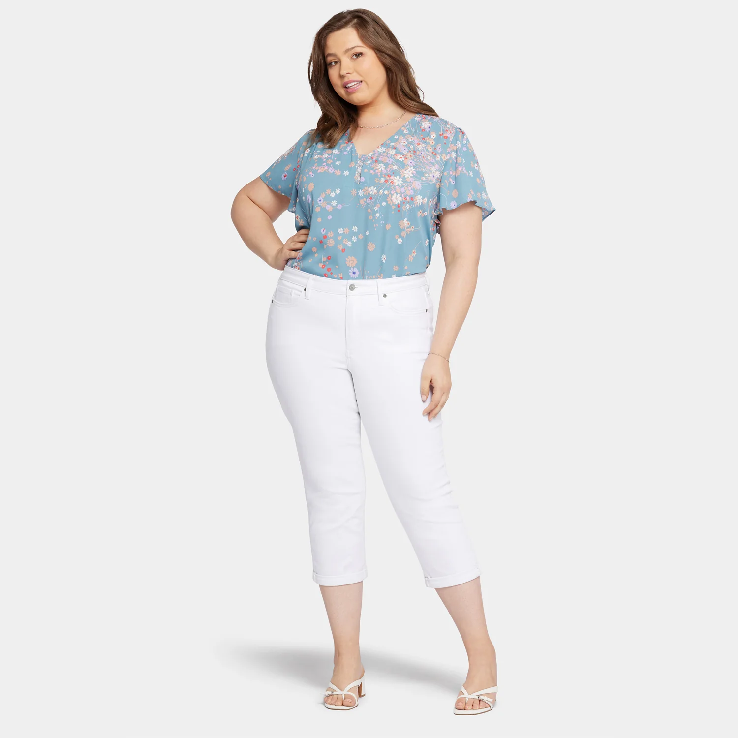 Chloe Skinny Capri Jeans In Plus Size - Optic White - Image 7