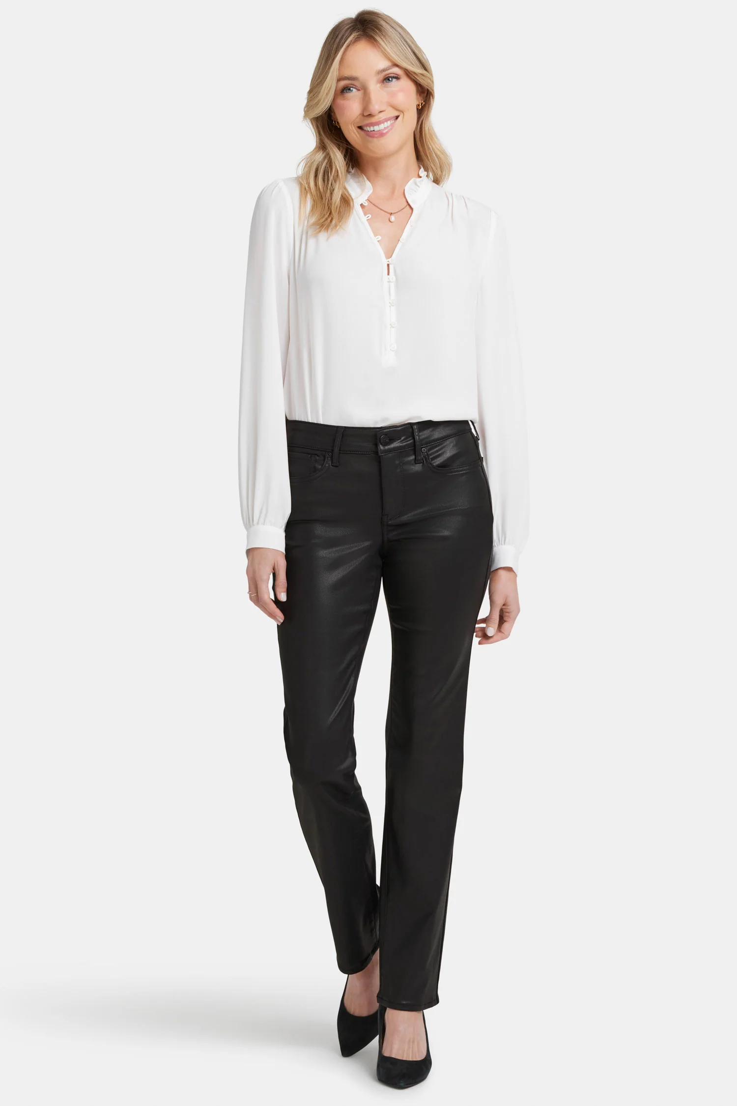 Coated Marilyn Straight Jeans - Black Coated - Image 4