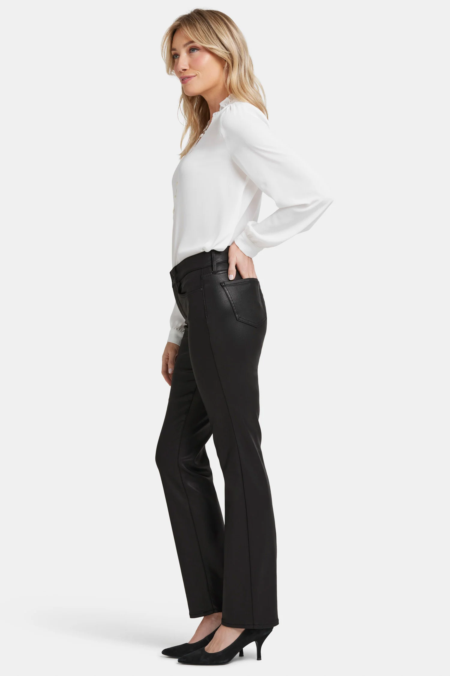 Coated Marilyn Straight Jeans - Black Coated - Image 5