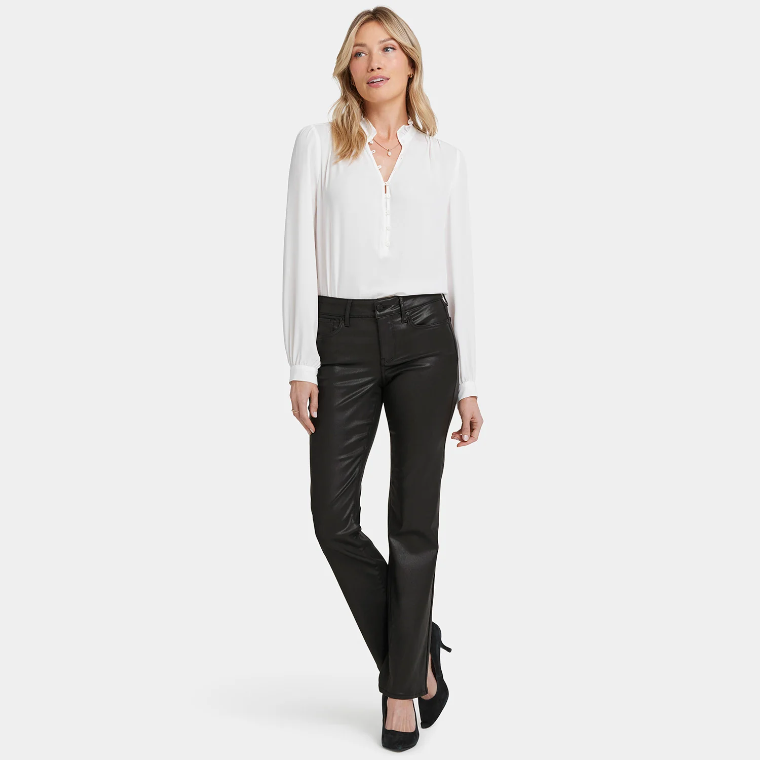 Coated Marilyn Straight Jeans - Black Coated - Image 7