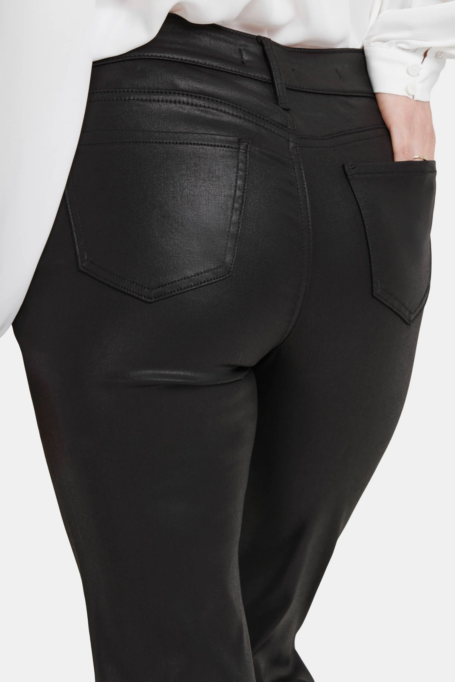Coated Marilyn Straight Jeans In Petite - Black Coated - Image 6